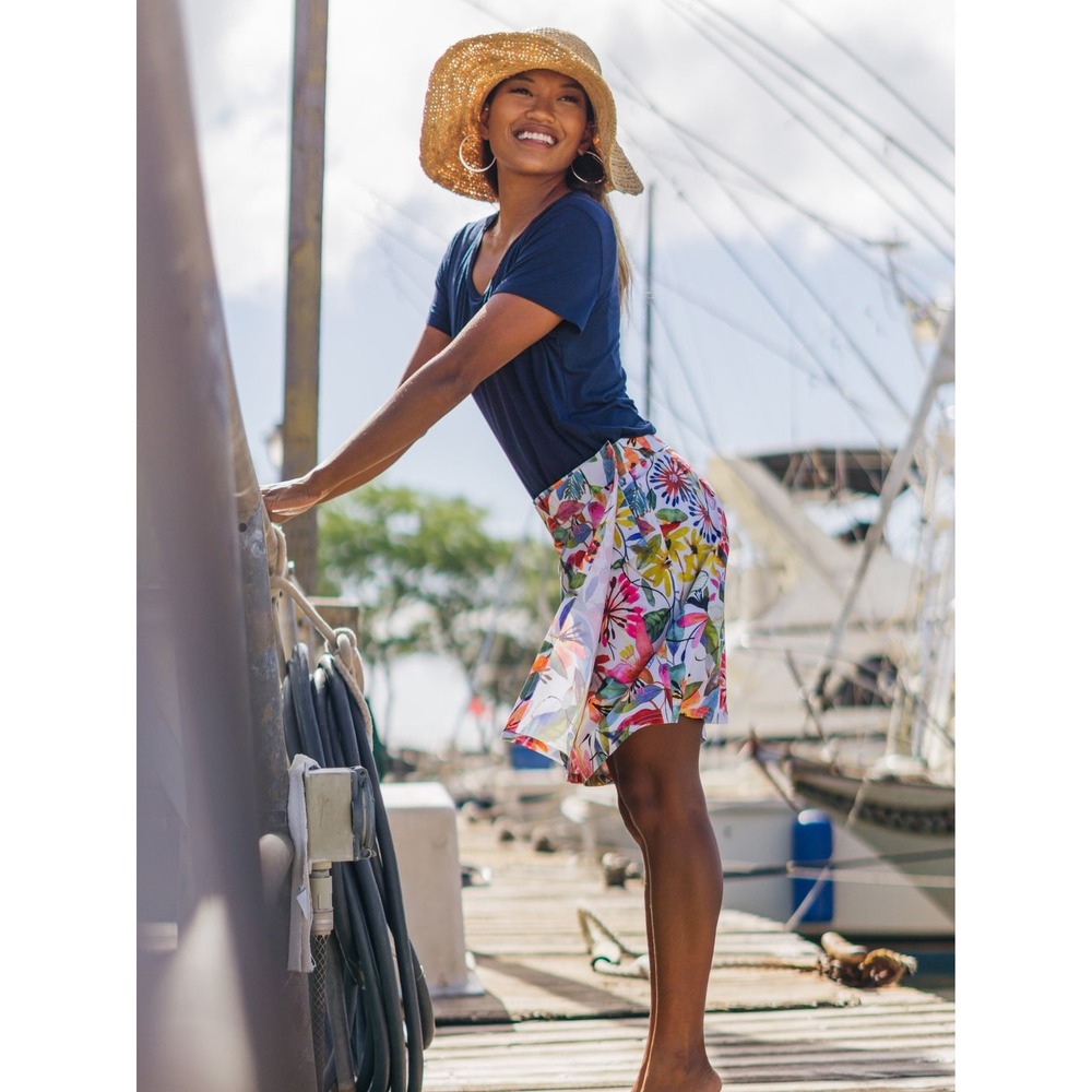 RipSkirt Hawaii Length 2 Floral Print Pockets Womens Small Wildflower Watercolor